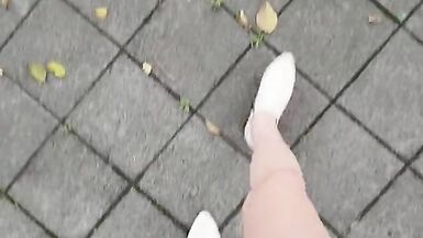 Transsexual Tingxuan masturbating in park, sexy panties and nice-looking legs - 9 image