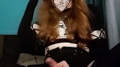 Cute trans cutie jerks off and shakes during the time that cumming - 12 image