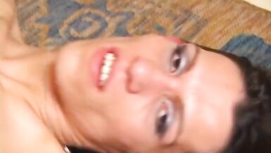 Hawt brunette hair lady-boy shoves her hard cock up silly boyz taut butt - 15 image