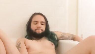 Trans Stud Edges His Holes in the Bathtub - 3 image