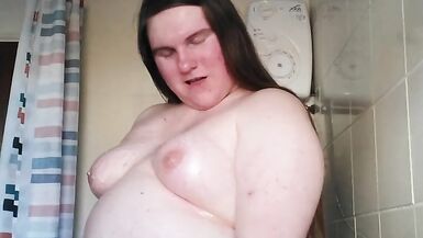 Biggest trans big beautiful woman eats cum with spunk