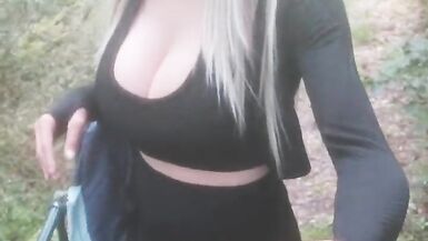 SIssyjenny88 Dilettante Crossdresser Biggest Large G-Cup Pointer Sisters Alone Outdoor Walk Part two in Constricted Leggings Jogger - 12 image