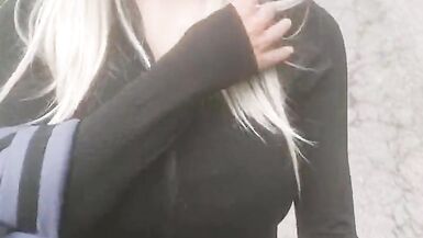 SIssyjenny88 Dilettante Crossdresser Biggest Large G-Cup Pointer Sisters Alone Outdoor Walk Part two in Constricted Leggings Jogger - 2 image