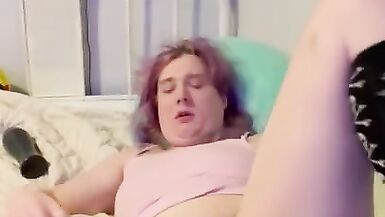 Educational transgender hotty talk about orchiectomy then masturbates with glass fake penis - 10 image