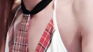 Schoolgirl sissy wench Bess gives herself a large agonorgasmos - 2 image