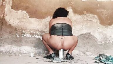 Ladyman Performs Prostate Spunk Flow Massaging Inside Her Wazoo With Bottle, Lady-Boy Prostate Review - 8 image