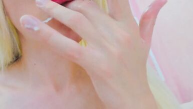 Blond Ladyman Explodes and Licks her Own Cum - 6 image