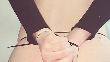 Julia riding vibrator with hands fastened behind her back and blindfold - 2 image