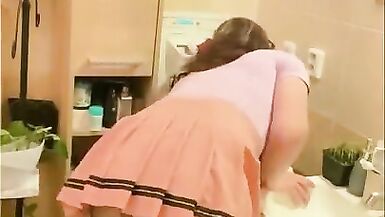 Your stepsister is stuck, have a washroom and shows u her diminutive school uniform - 10 image