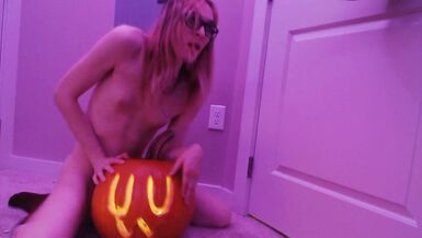 Cute non-professional trans gal creampies Halloween pumpkin