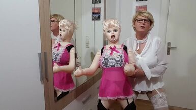 out of chastity birthday present sissy copulates sexdoll in each aperture - 1 image