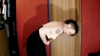 Trans FtM Sissy StripTease in Dark Costume (nice lighting) - 8 image