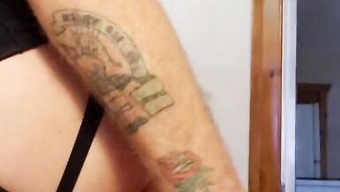 Groaning sissy crossdresser likes pumping dildos with his boy slit!! - 11 image