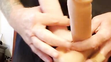 Groaning sissy crossdresser likes pumping dildos with his boy slit!! - 5 image