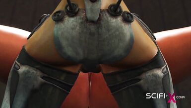 A hawt breasty cuffed gal acquires screwed hard by a sex robot dickgirl in the sci-fi lab - 8 image