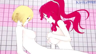 Hilda and Ange have intensive shemale hentai sex in the shower room. - Cross Ange Anime - 3 image