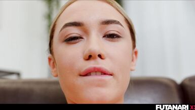 Cute Futanari explodes with massive facial jizz flow after oral sex