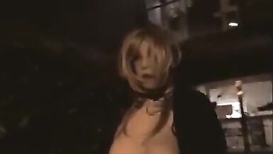 Large bazookas tiny cock sissy flashing at night in public - 2 image