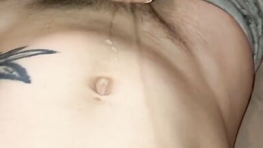 Transgirl squirts on herself - 15 image