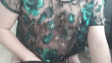 Femboy whore rides vibrator and eats own cum - 8 image