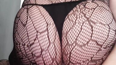 Clothed in fishnet nylons, I acquire a sextoy in my a-hole - 2 image