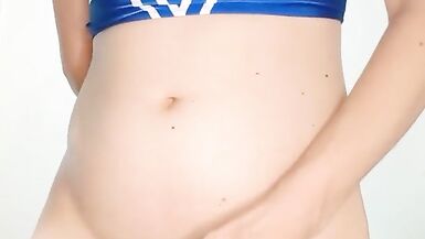 Naive femboy cheerleader unlocks his little stiffy  - 15 image