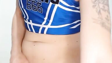 Naive femboy cheerleader unlocks his little stiffy  - 8 image