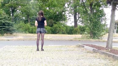 CrossDresser Lady-Boy in the short petticoat on the main street - 12 image