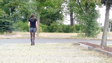 CrossDresser Lady-Boy in the short petticoat on the main street - 15 image