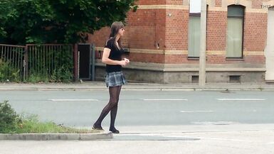 CrossDresser Lady-Boy in the short petticoat on the main street - 4 image