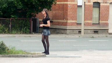 CrossDresser Lady-Boy in the short petticoat on the main street - 5 image