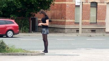CrossDresser Lady-Boy in the short petticoat on the main street - 6 image