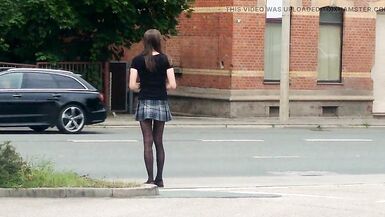 CrossDresser Lady-Boy in the short petticoat on the main street
