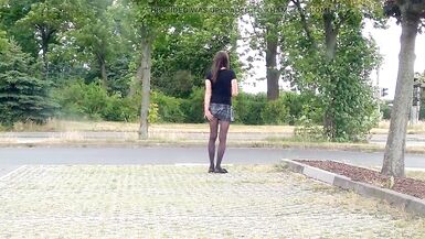 CrossDresser Lady-Boy in the short petticoat on the main street - 9 image