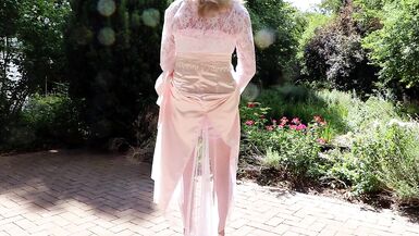 Sissy Lady in Pink Satin and Nylon Nylons - 14 image