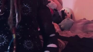 Trans emo cutie jerks off and eats cum - 13 image