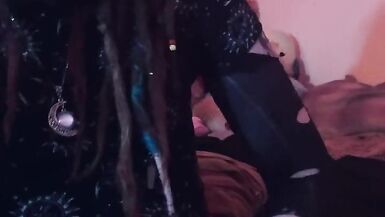 Trans emo cutie jerks off and eats cum