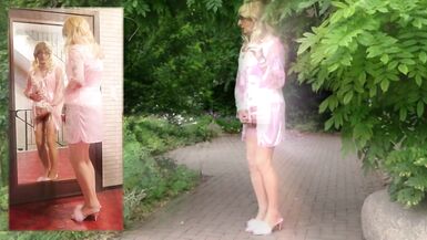 Wanking In Pink Silk & Satin - 4 image