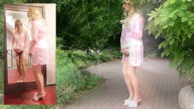 Wanking In Pink Silk & Satin - 5 image