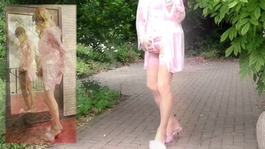 Wanking In Pink Silk & Satin - 6 image