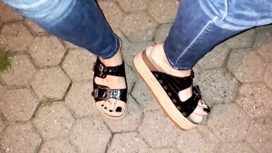 crossdresser feet lover in public - 1 image