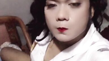 Crossdressing Highschool indonesia outfit and outdoor masturbation - 10 image