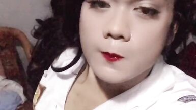 Crossdressing Highschool indonesia outfit and outdoor masturbation - 8 image