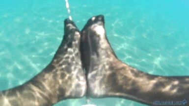 nylondelux in stocking red toes at the seaside - 12 image