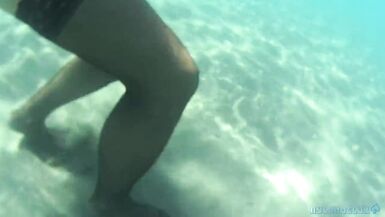 nylondelux in stocking red toes at the seaside - 3 image