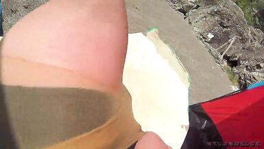 nylondelux nude pantyhose on the beach - 14 image