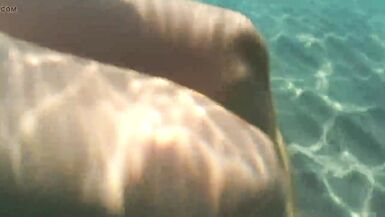 nylondelux nude pantyhose in the sea - 10 image