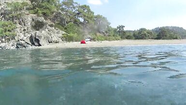 nylondelux nude pantyhose in the sea - 12 image