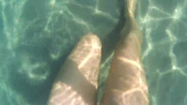 nylondelux nude pantyhose in the sea - 5 image