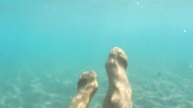 nylondelux nude pantyhose in the sea - 6 image